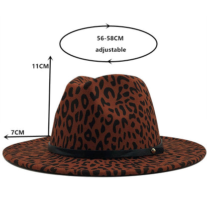 Retro Style Leopard Print Wide Brim Fedora nihaodropshipping