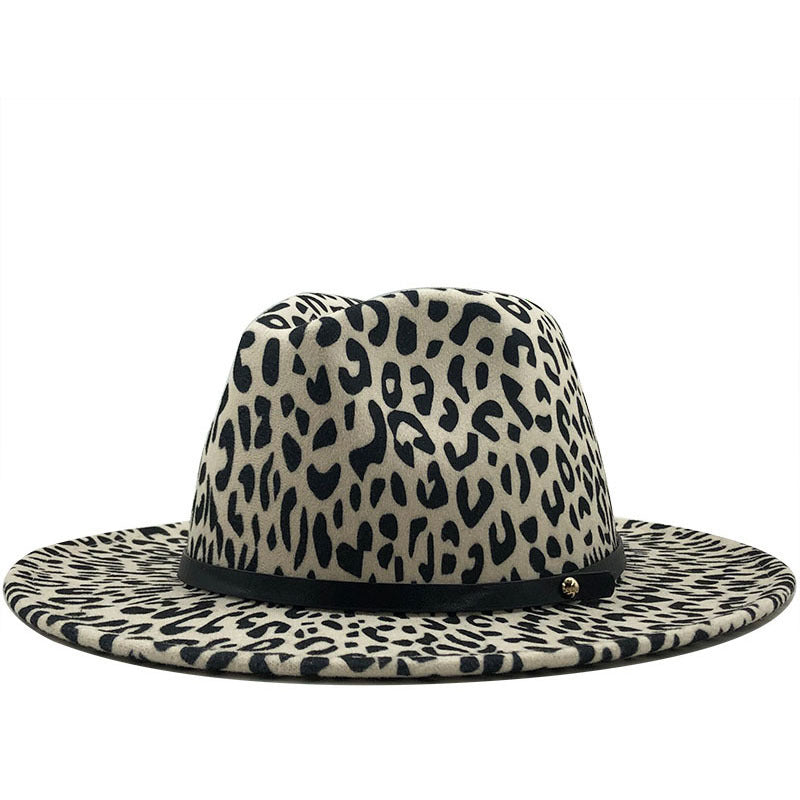 Retro Style Leopard Print Wide Brim Fedora nihaodropshipping