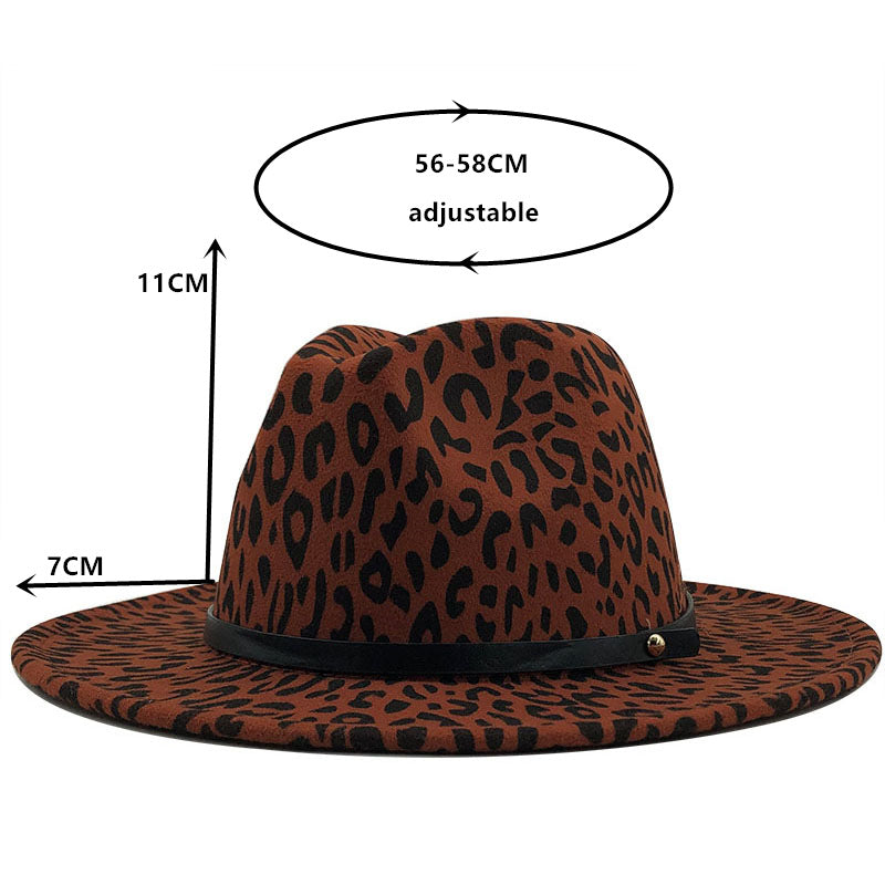 Retro Style Leopard Print Wide Brim Fedora nihaodropshipping