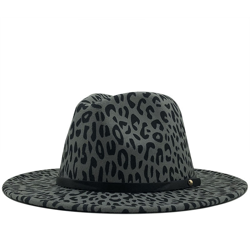 Retro Style Leopard Print Wide Brim Fedora nihaodropshipping