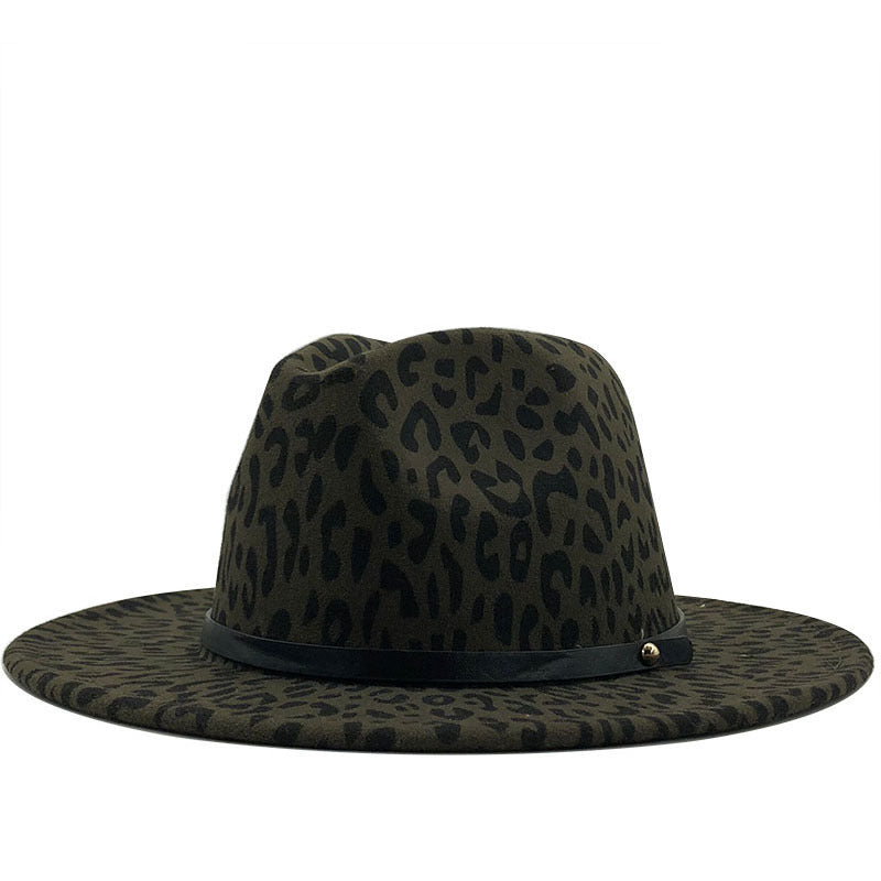 Retro Style Leopard Print Wide Brim Fedora nihaodropshipping