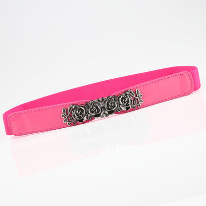 Rose Style Buckle Thin Width Elastic Waist Belt nihaodropshipping