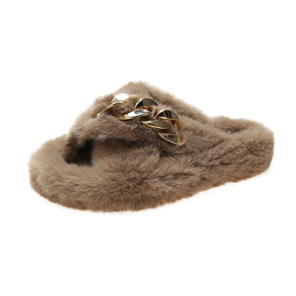 Women's Fuzzy Chain Slippers nihaodropshipping