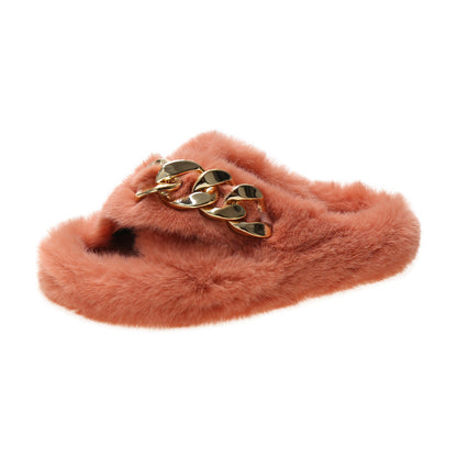 Women's Fuzzy Chain Slippers nihaodropshipping