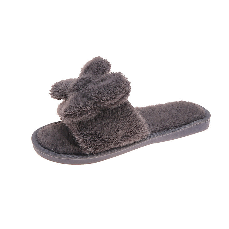 Women's Fuzzy Bow Plush Slippers nihaodropshipping