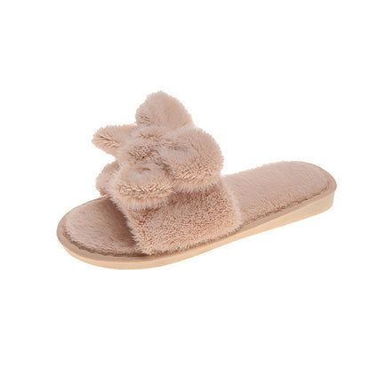 Women's Fuzzy Bow Plush Slippers nihaodropshipping