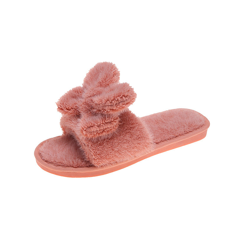 Women's Fuzzy Bow Plush Slippers nihaodropshipping