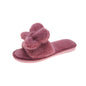 Women's Fuzzy Bow Plush Slippers nihaodropshipping