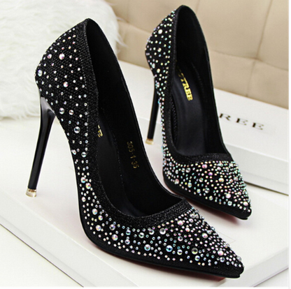 Spring High Heel Women's Wedding Shoes With Crystal Evening Dress Bridal Shoes