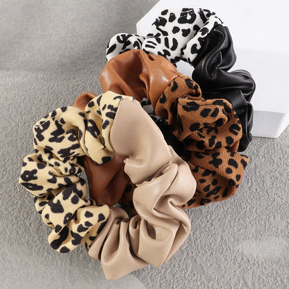 Women's Pleather Animal Print Scrunchies nihaodropshipping