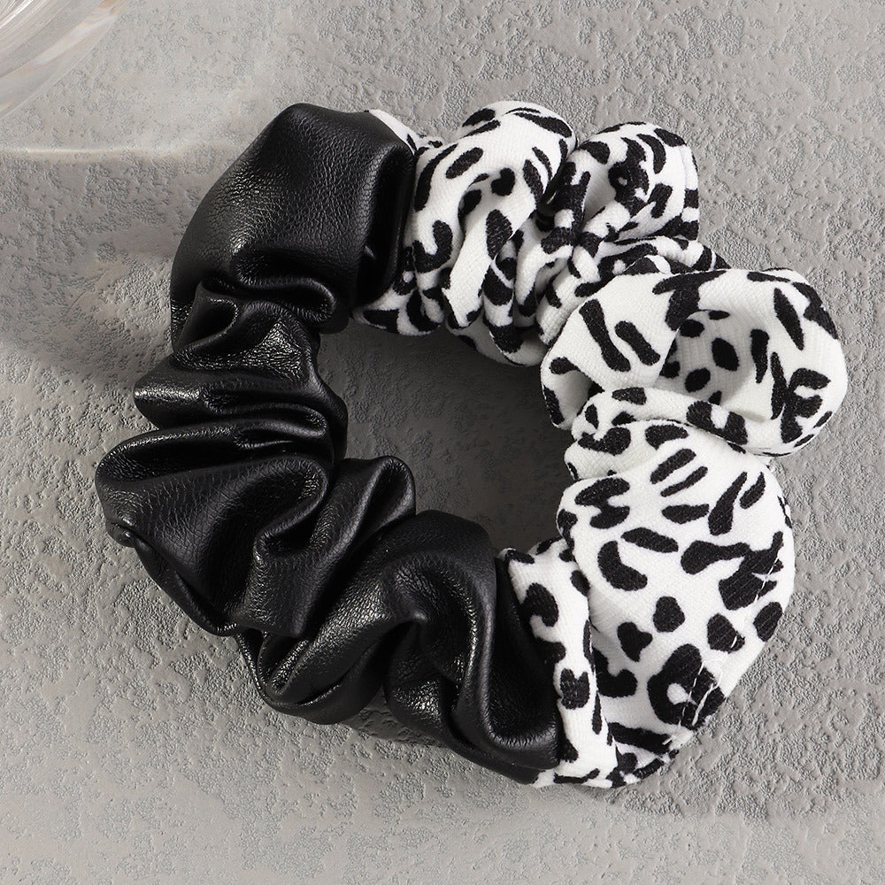 Women's Pleather Animal Print Scrunchies nihaodropshipping