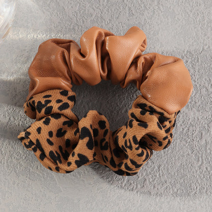 Women's Pleather Animal Print Scrunchies nihaodropshipping