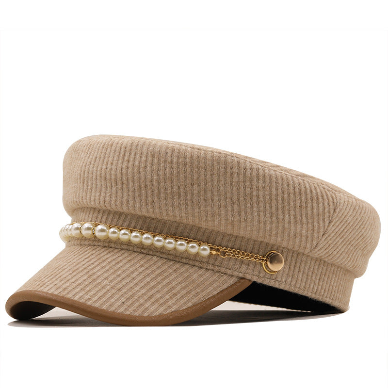 Women's Pearl Chain Beret Style Cap nihaodropshipping