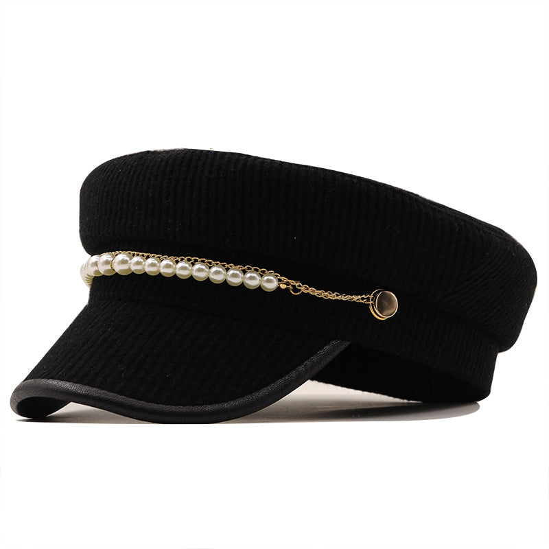 Women's Pearl Chain Beret Style Cap nihaodropshipping