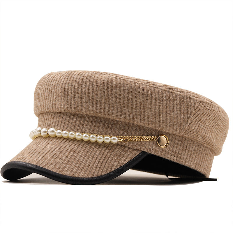 Women's Pearl Chain Beret Style Cap nihaodropshipping