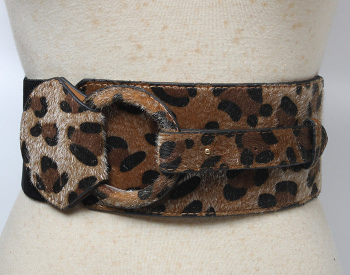 Retro Leopard Print Wide Buckle Belt nihaodropshipping