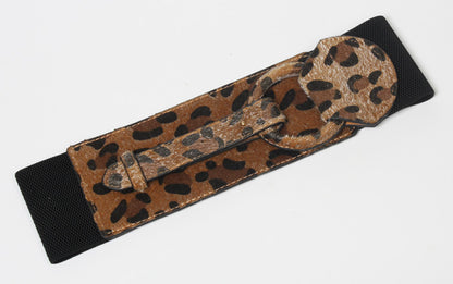 Retro Leopard Print Wide Buckle Belt nihaodropshipping