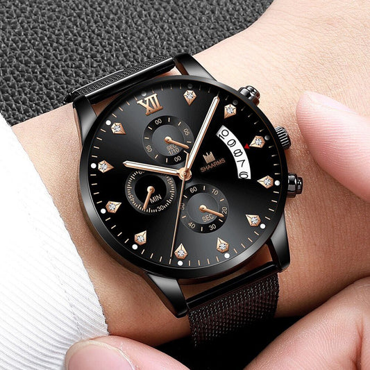 Men's Roman Quarts Alloy Calendar Watch nihaodropshipping