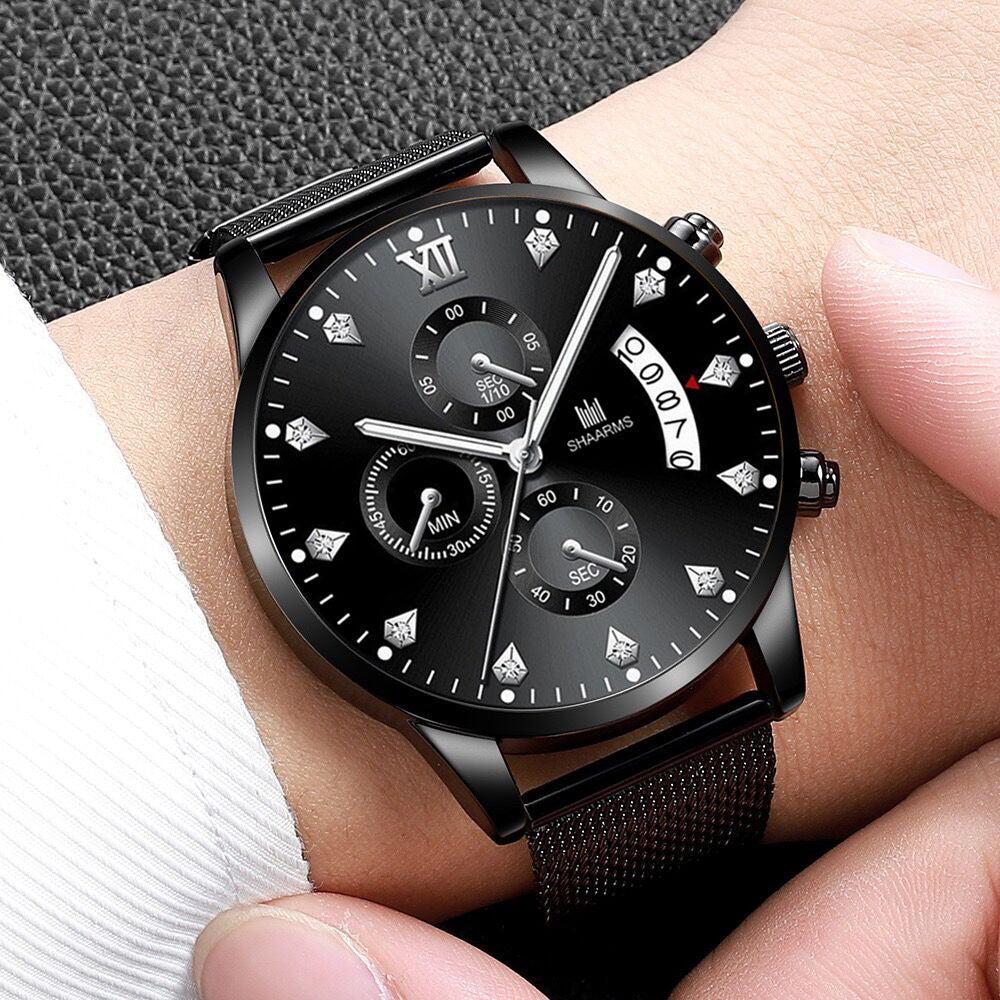 Men's Roman Quarts Alloy Calendar Watch nihaodropshipping