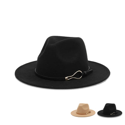 Women's Wide Brim Fedora with Buckle nihaodropshipping