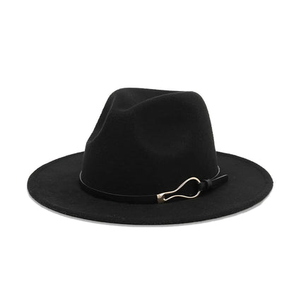 Women's Wide Brim Fedora with Buckle nihaodropshipping