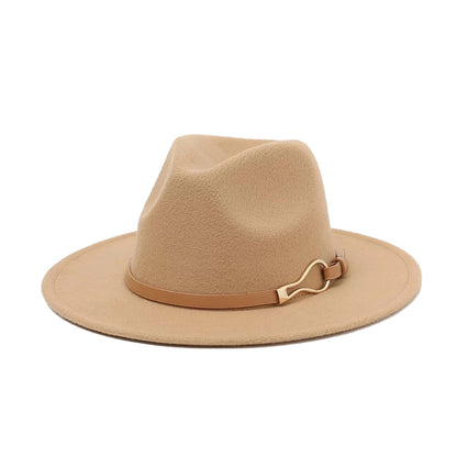 Women's Wide Brim Fedora with Buckle nihaodropshipping