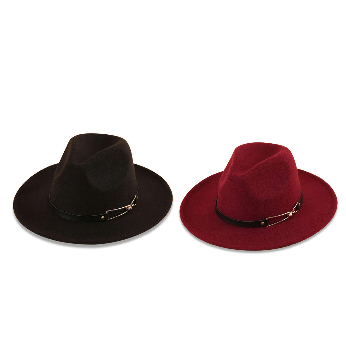 Wide Brimmed Fedora with Belt nihaodropshipping