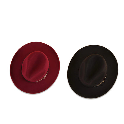 Wide Brimmed Fedora with Belt nihaodropshipping