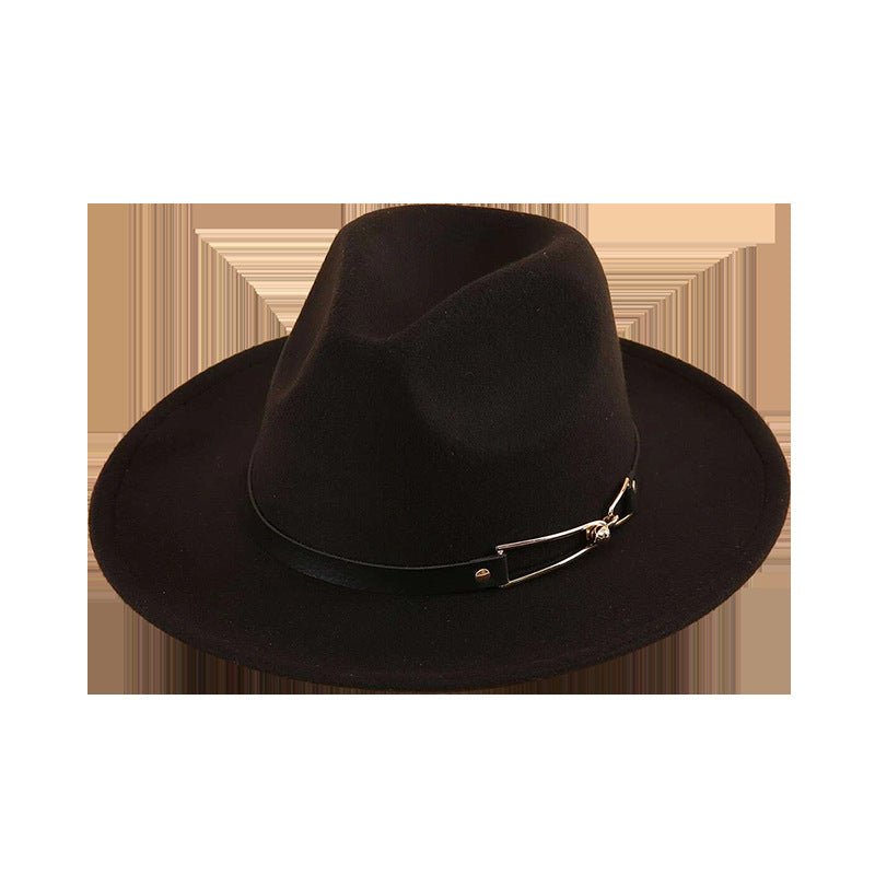 Wide Brimmed Fedora with Belt nihaodropshipping