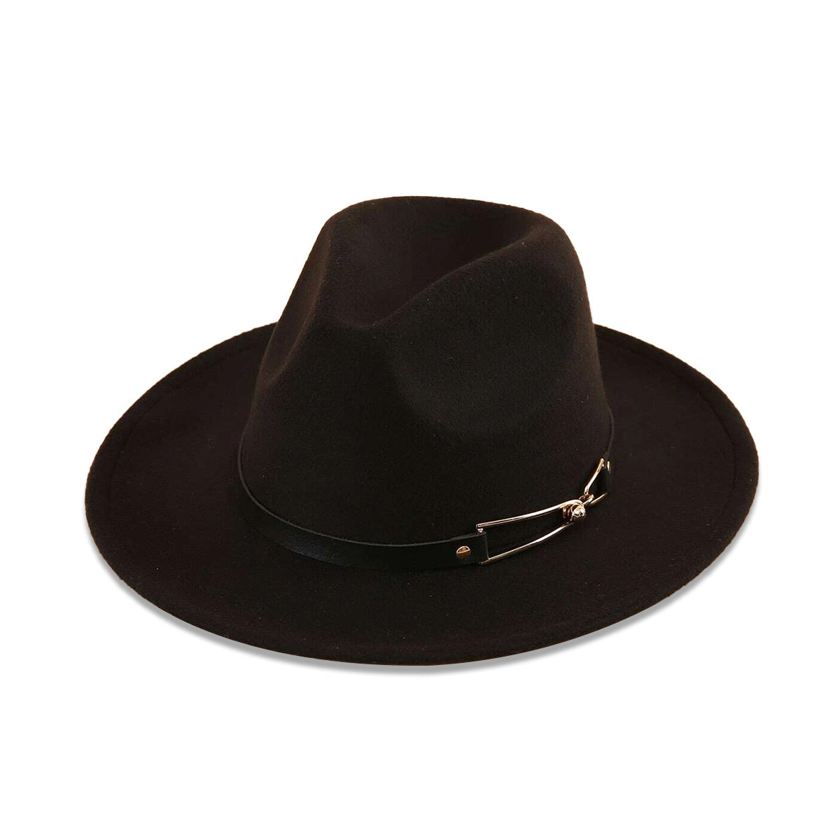 Wide Brimmed Fedora with Belt nihaodropshipping