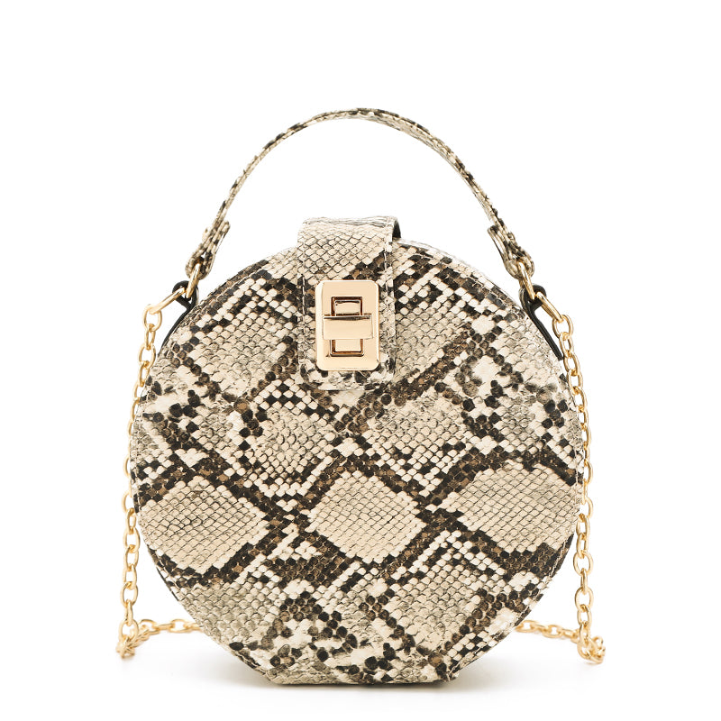 Women's Snake Print Round Crossbody Bag nihaodropshipping