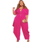 S66305 Amazon European and American Fashion plus Size Women Solid Color Sexy Zipper Jumpsuit DunbiBeauty, LLC