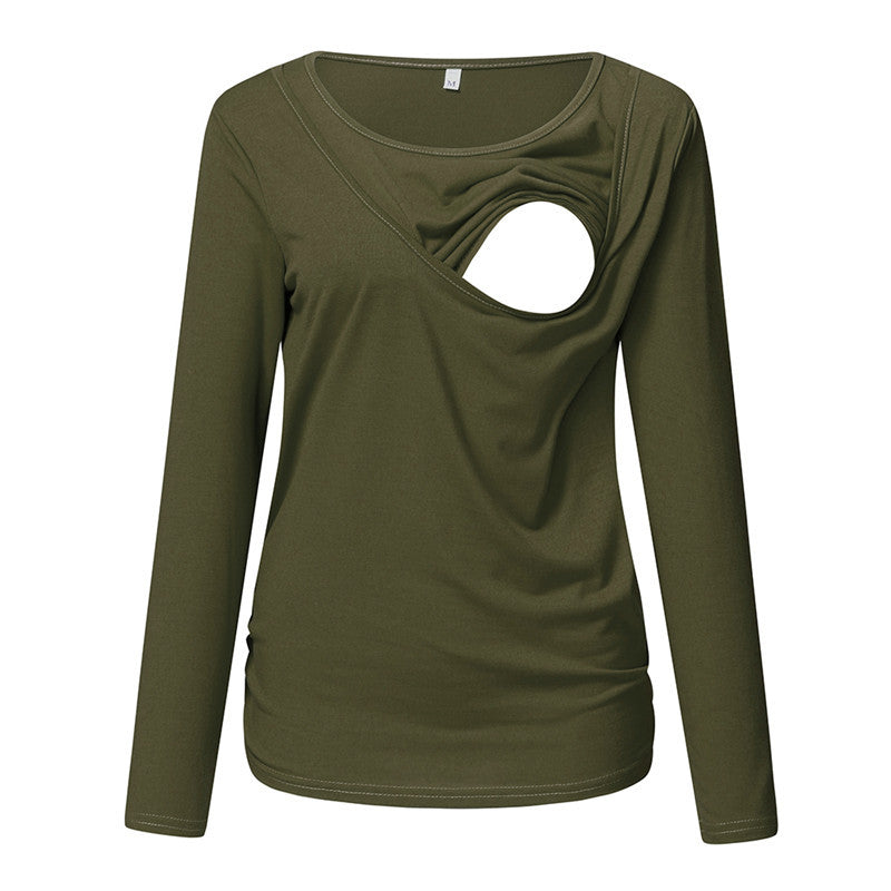 Women's Round Neck Long Sleeved Maternity Top nihaodropshipping