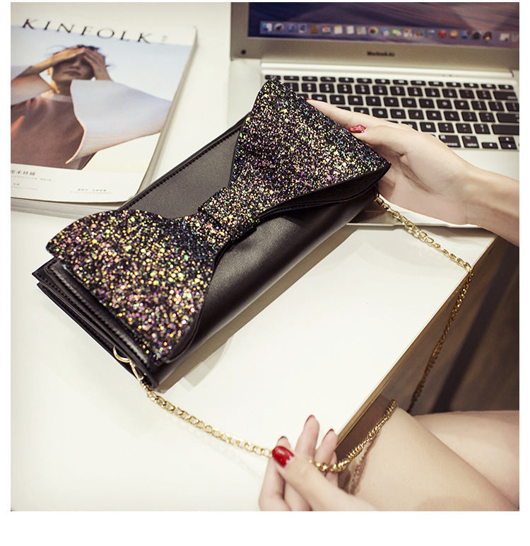 Women's Giant Glitter Bow Clutch Bag nihaodropshipping