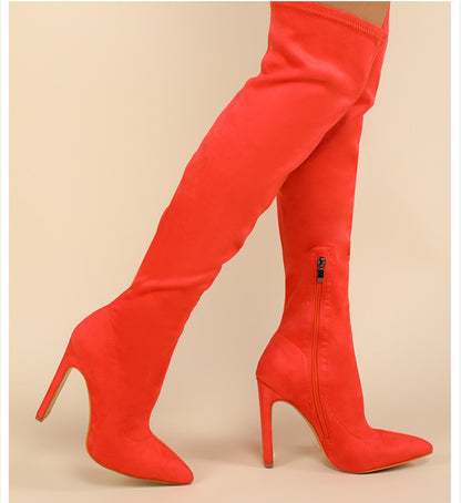 Women's Suede Pointed Toe Knee Boots nihaodropshipping