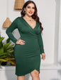 Plus Size Long Sleeve High Waisted Sheath Dress nihaodropshipping