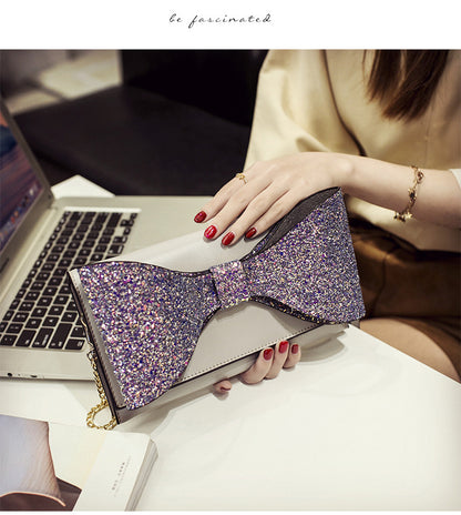 Women's Giant Glitter Bow Clutch Bag nihaodropshipping