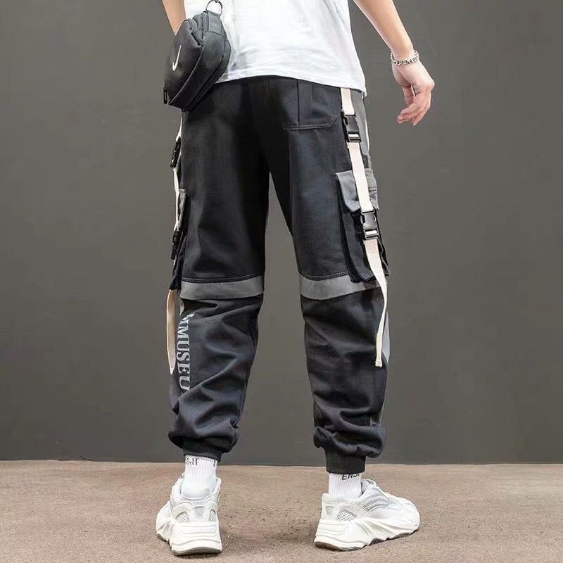 Men's Street Style Pants with Straps and Side Pockets nihaodropshipping