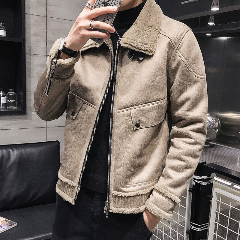 Men's Fashion Jacket with Faux Fur Collar nihaodropshipping