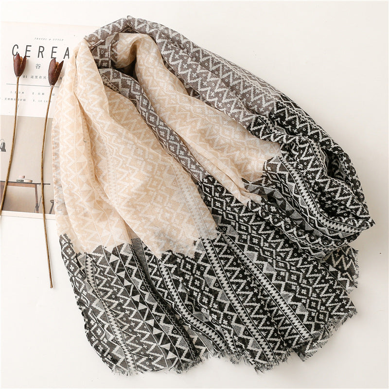 Semi Transluscent Geometric Contrast Color Fahsion Scarf Shawl nihaodropshipping