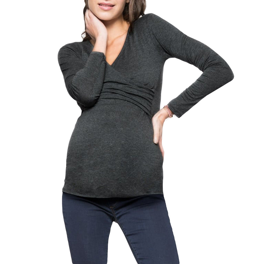 Women's Deep V-Neck Maternity Top Suitable for Nursing nihaodropshipping