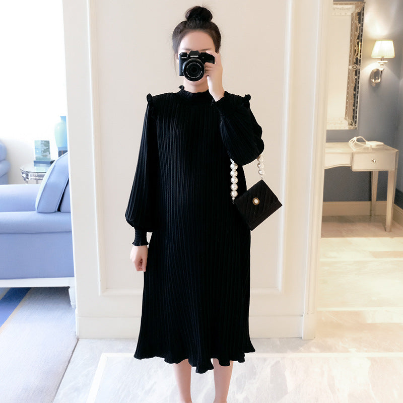 Women's Pleated Chiffon Maternity Dress nihaodropshipping