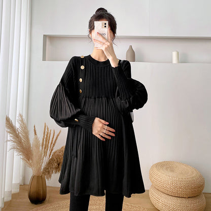 Women's Long Balloon Sleeve Maternity Dress nihaodropshipping