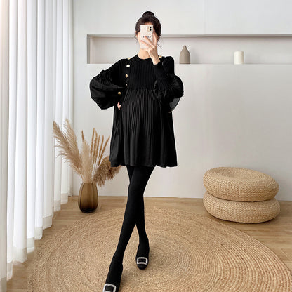 Women's Long Balloon Sleeve Maternity Dress nihaodropshipping