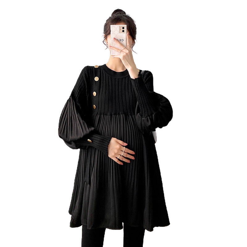 Women's Long Balloon Sleeve Maternity Dress nihaodropshipping