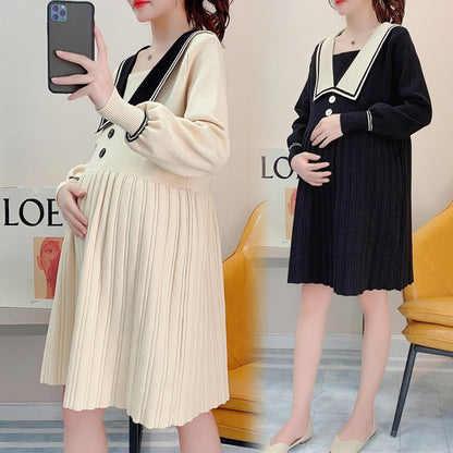 Women's Long Sleeve Knitted Maternity Dress nihaodropshipping