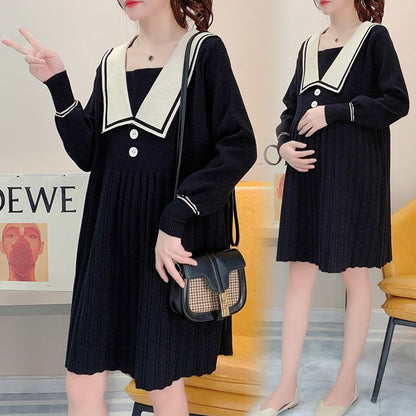 Women's Long Sleeve Knitted Maternity Dress nihaodropshipping