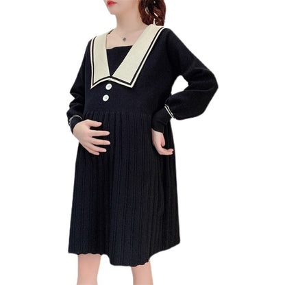 Women's Long Sleeve Knitted Maternity Dress nihaodropshipping