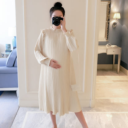 Women's Pleated Chiffon Maternity Dress nihaodropshipping