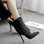 Women's Pointed Toe Crocodile Pattern Stiletto Boots nihaodropshipping